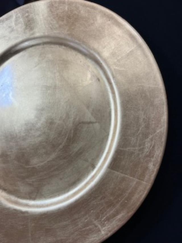 Where to find PLATE, CHARGER GOLD - PLAIN in White Oak