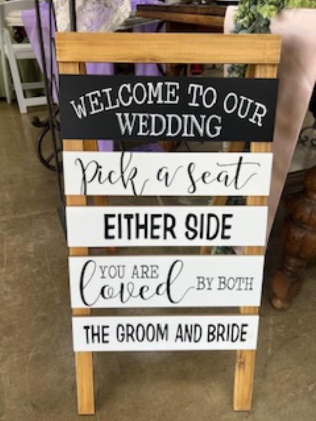 Where to find EASEL, WEDDING SEATING SIGN in White Oak