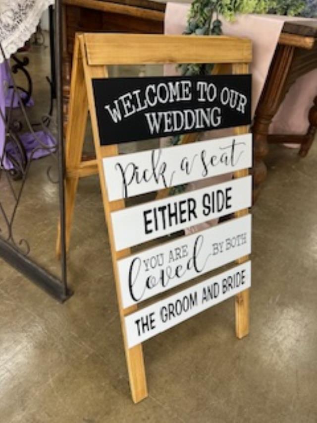 Where to find EASEL, WEDDING SEATING SIGN in White Oak