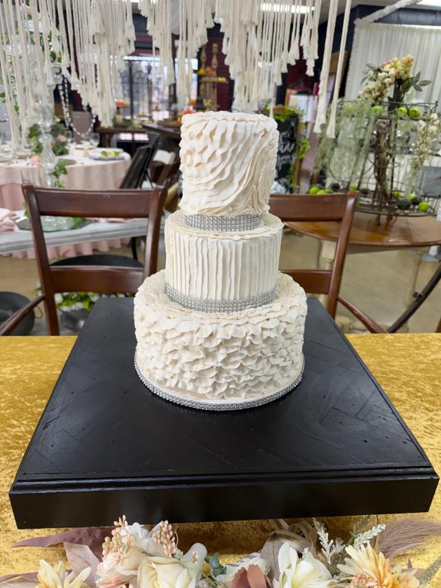 Where to find CAKE, BLACK WOOD 18 SQ PEDESTAL in White Oak
